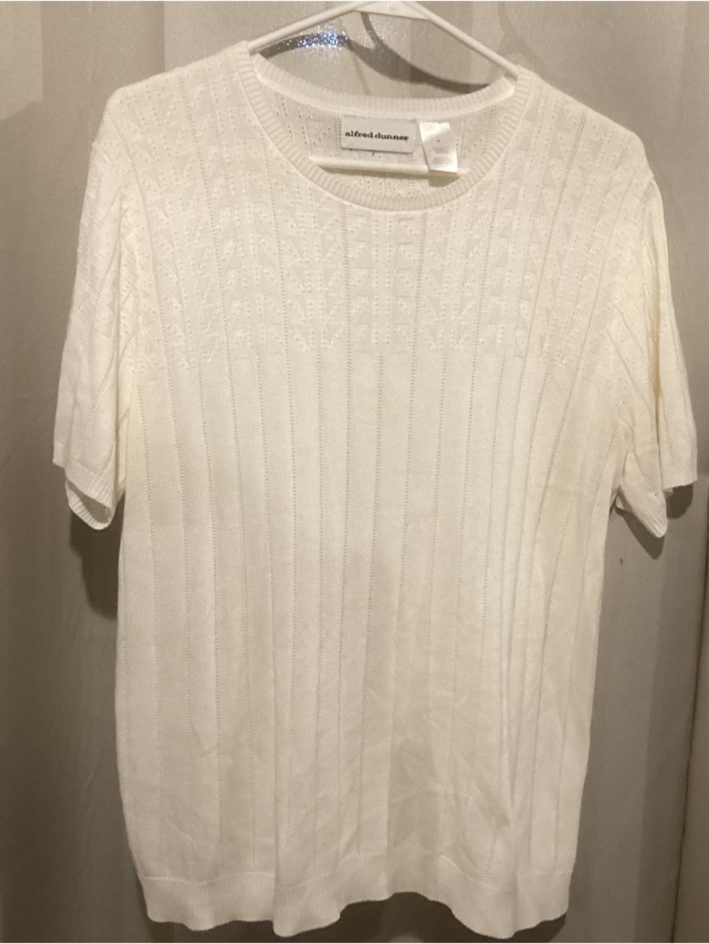 Alfred Dunner Light Weight White Knit Crewneck Sweater